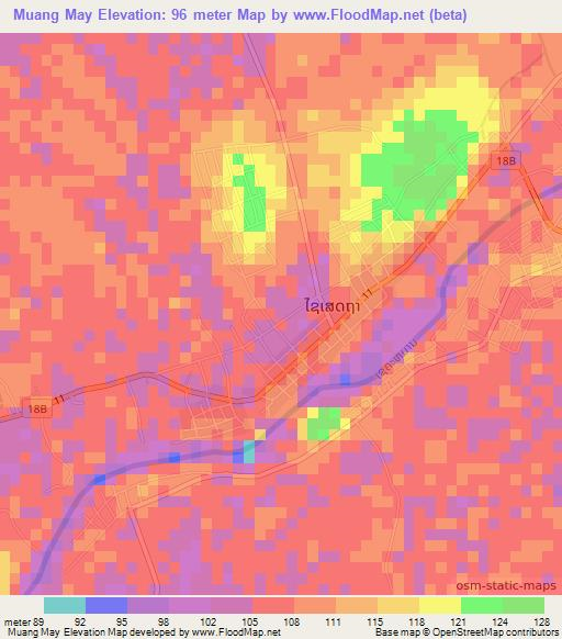 Muang May,Laos Elevation Map