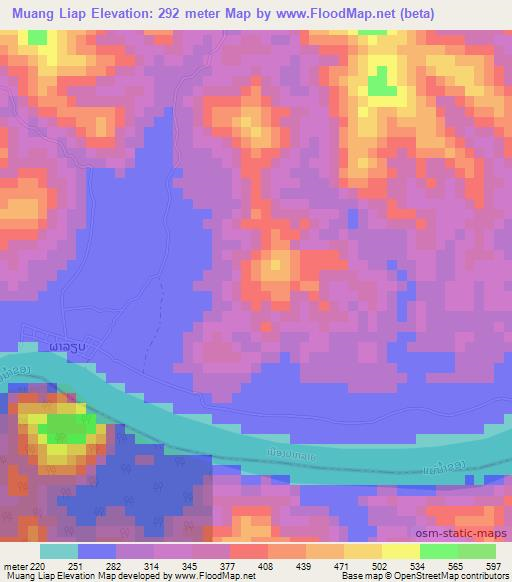 Muang Liap,Laos Elevation Map