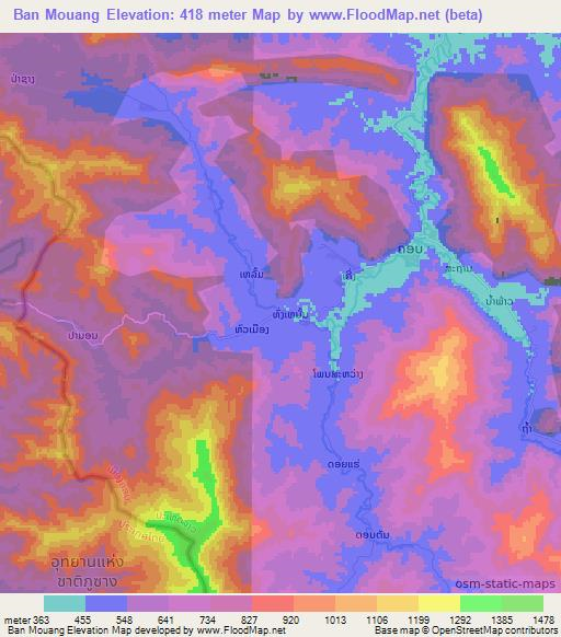 Ban Mouang,Laos Elevation Map