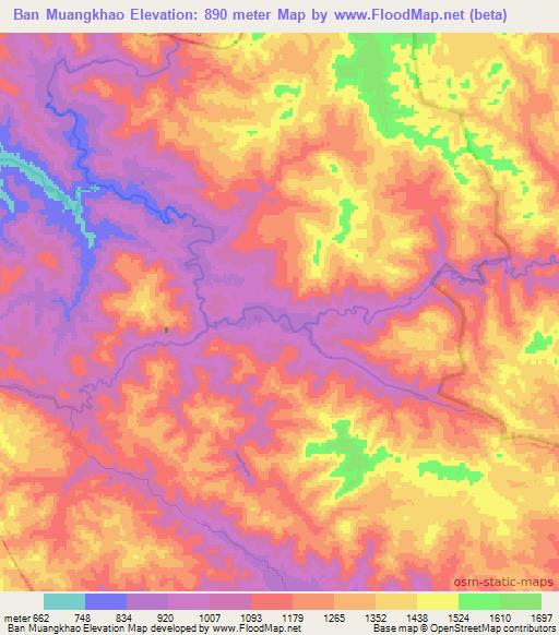 Ban Muangkhao,Laos Elevation Map