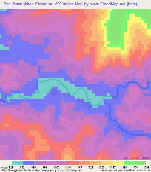 Ban Muangkhao,Laos Elevation Map