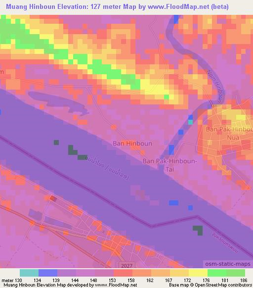 Muang Hinboun,Laos Elevation Map