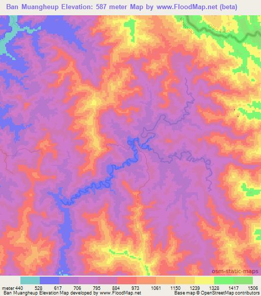 Ban Muangheup,Laos Elevation Map