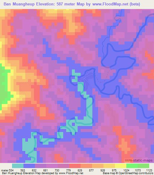 Ban Muangheup,Laos Elevation Map