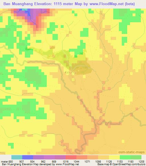 Ban Muanghang,Laos Elevation Map