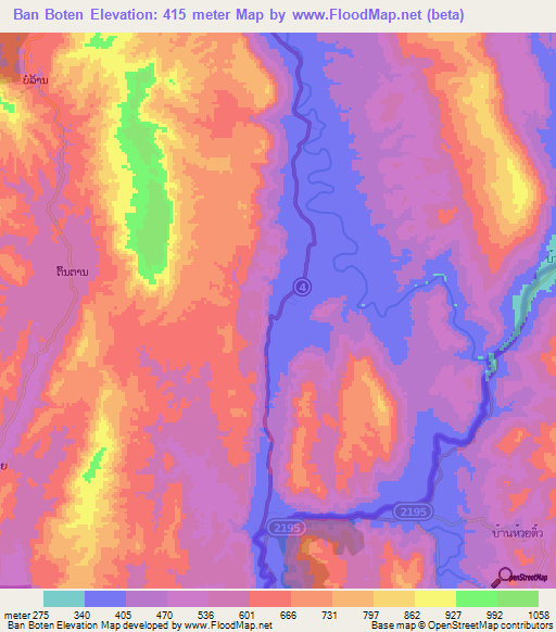 Ban Boten,Laos Elevation Map