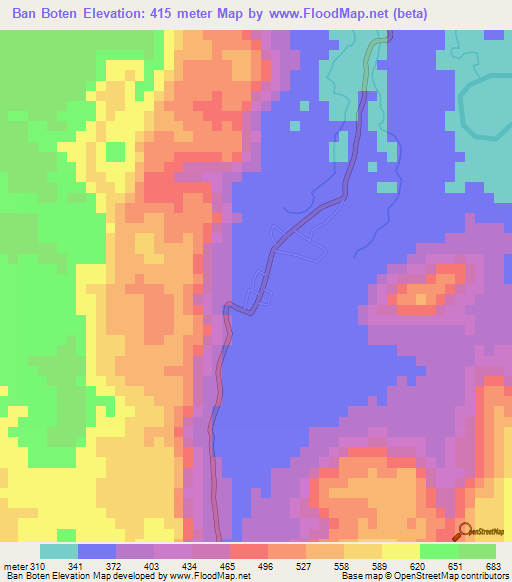 Ban Boten,Laos Elevation Map