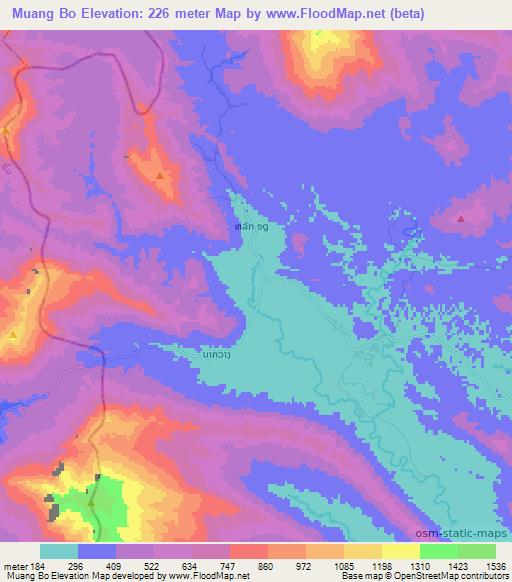 Muang Bo,Laos Elevation Map