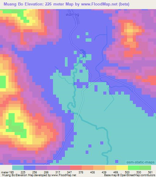 Muang Bo,Laos Elevation Map