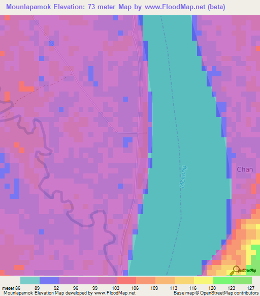 Mounlapamok,Laos Elevation Map