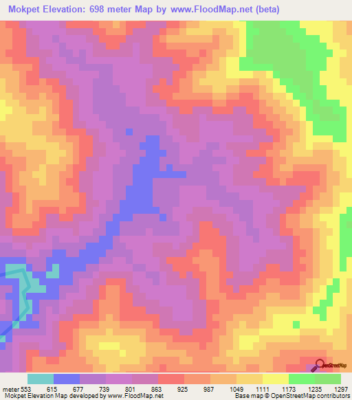 Mokpet,Laos Elevation Map