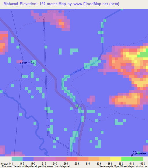 Mahaxai,Laos Elevation Map