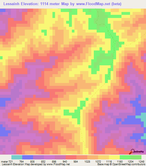 Lessainh,Laos Elevation Map