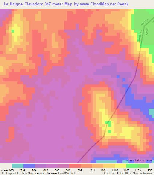 Le Haigne,Laos Elevation Map