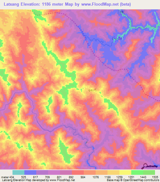 Latxang,Laos Elevation Map