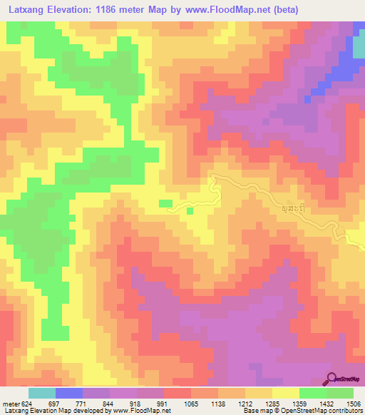 Latxang,Laos Elevation Map