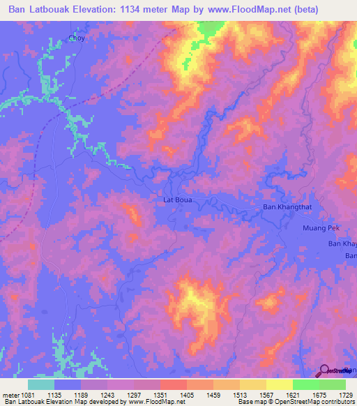 Ban Latbouak,Laos Elevation Map