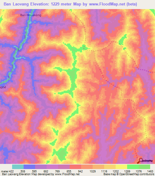 Ban Laovang,Laos Elevation Map