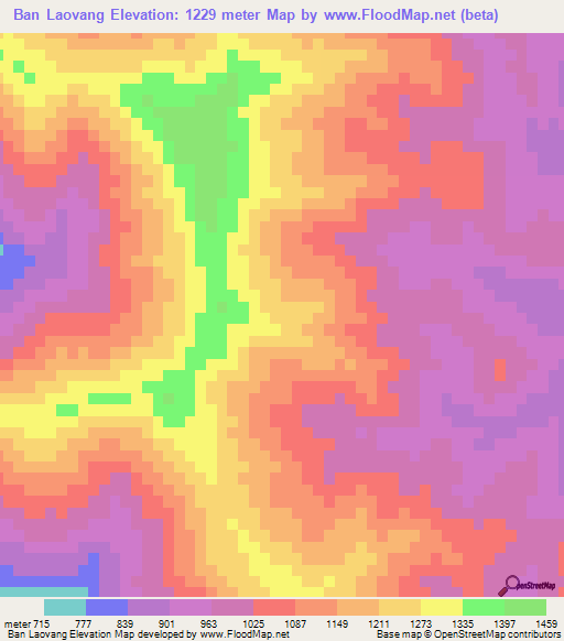 Ban Laovang,Laos Elevation Map