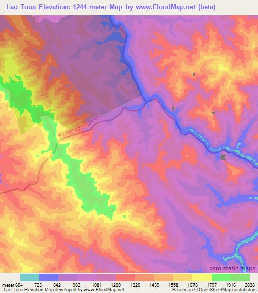 Lao Toua,Laos Elevation Map