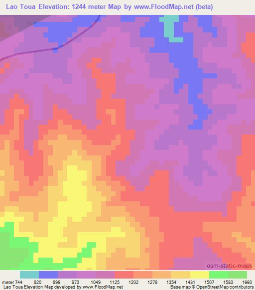 Lao Toua,Laos Elevation Map