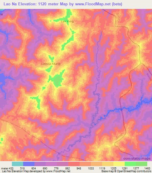 Lao Na,Laos Elevation Map