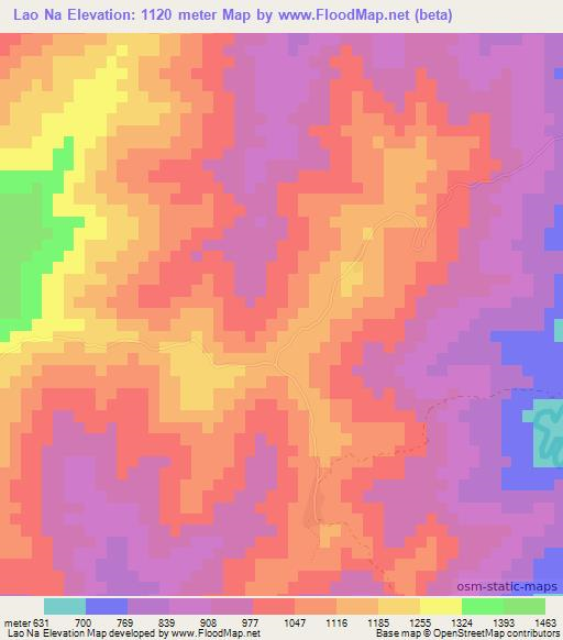 Lao Na,Laos Elevation Map