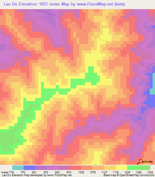 Lao Du,Laos Elevation Map