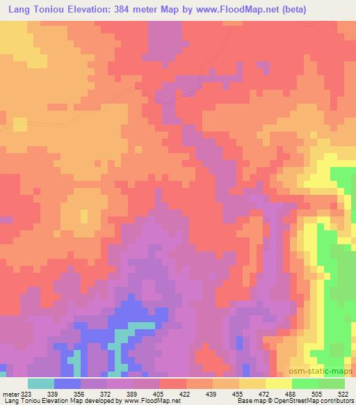 Lang Toniou,Laos Elevation Map