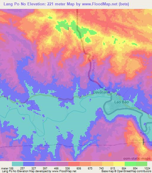 Lang Po No,Laos Elevation Map