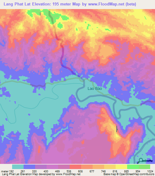 Lang Phat Lat,Laos Elevation Map