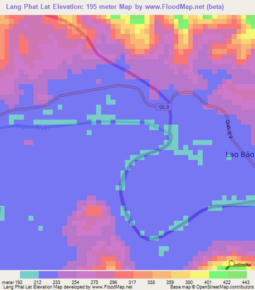 Lang Phat Lat,Laos Elevation Map