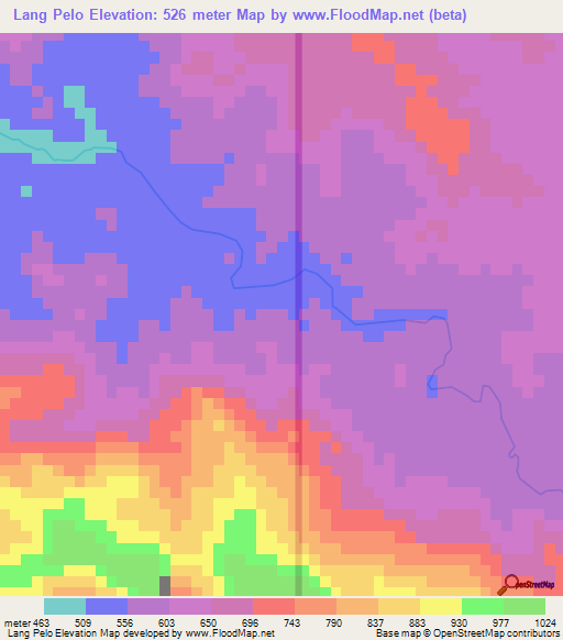 Lang Pelo,Laos Elevation Map