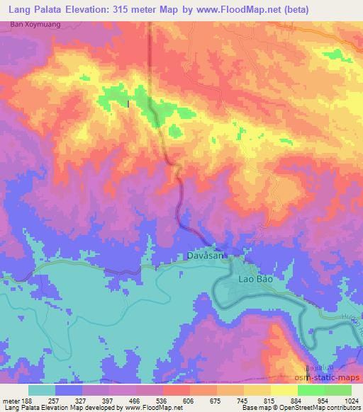 Lang Palata,Laos Elevation Map