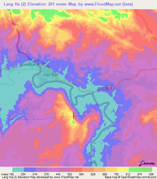 Lang Ha (2),Laos Elevation Map