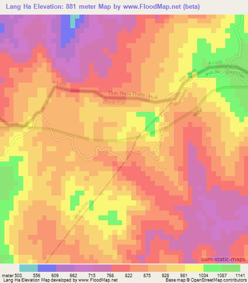 Lang Ha,Laos Elevation Map