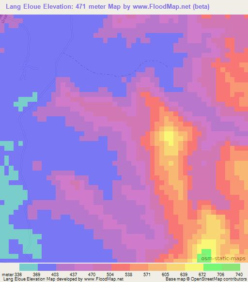 Lang Eloue,Laos Elevation Map