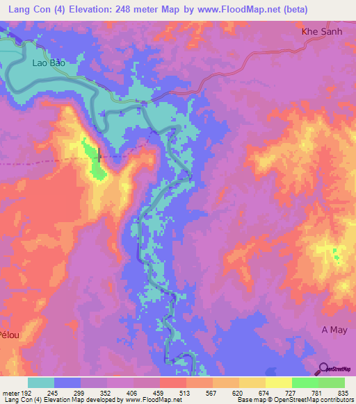 Lang Con (4),Laos Elevation Map