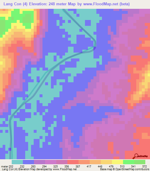 Lang Con (4),Laos Elevation Map