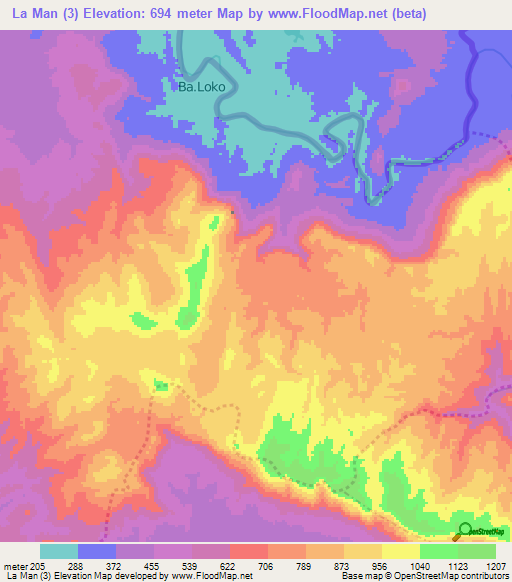 La Man (3),Laos Elevation Map