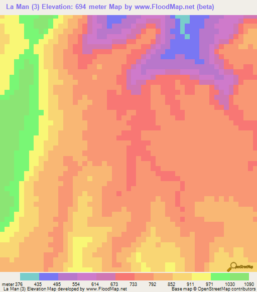 La Man (3),Laos Elevation Map