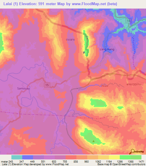 Lalai (1),Laos Elevation Map