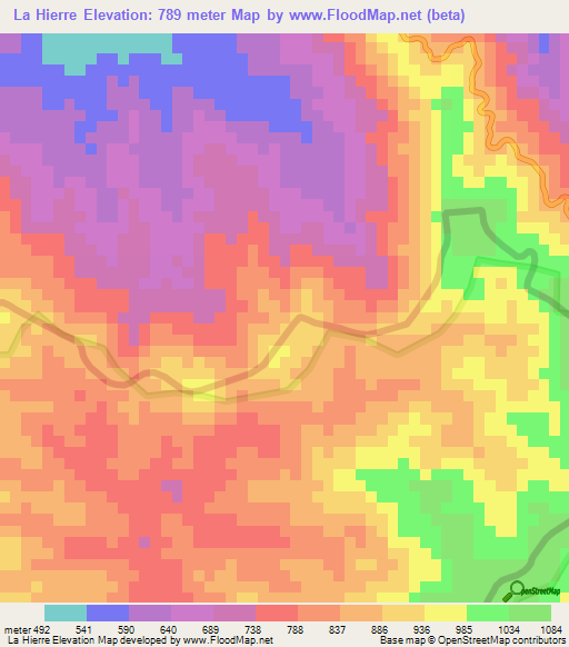 La Hierre,Laos Elevation Map