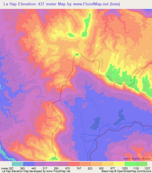 La Hap,Laos Elevation Map