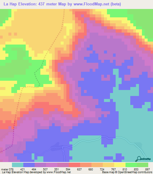 La Hap,Laos Elevation Map