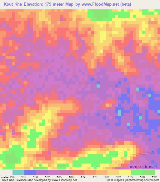 Kout Khe,Laos Elevation Map