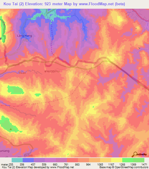 Kou Tai (2),Laos Elevation Map