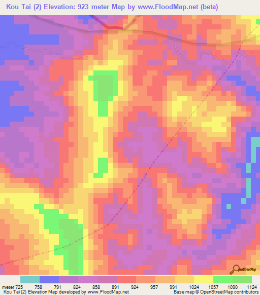 Kou Tai (2),Laos Elevation Map