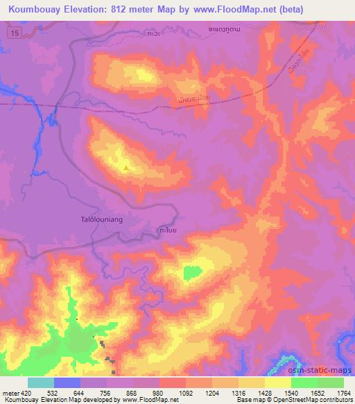 Koumbouay,Laos Elevation Map