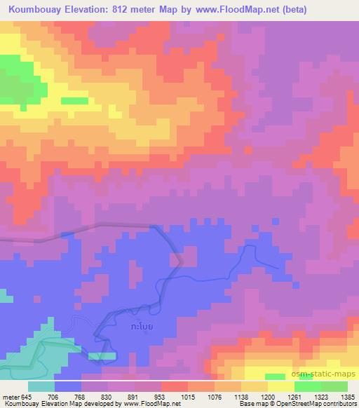 Koumbouay,Laos Elevation Map